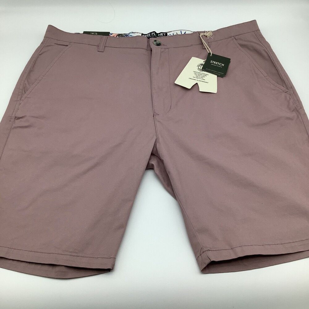 Free Planet Mens Chino‎ Shorts Faded Purple Size 38 NWT